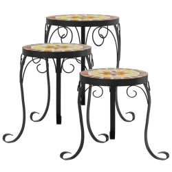 Stojaki na rośliny, 3 szt., terakotowo-białe, ceramika