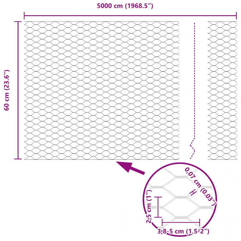 Ogrodzenie heksagonalne Zielony 0,6 x 50 m PVC