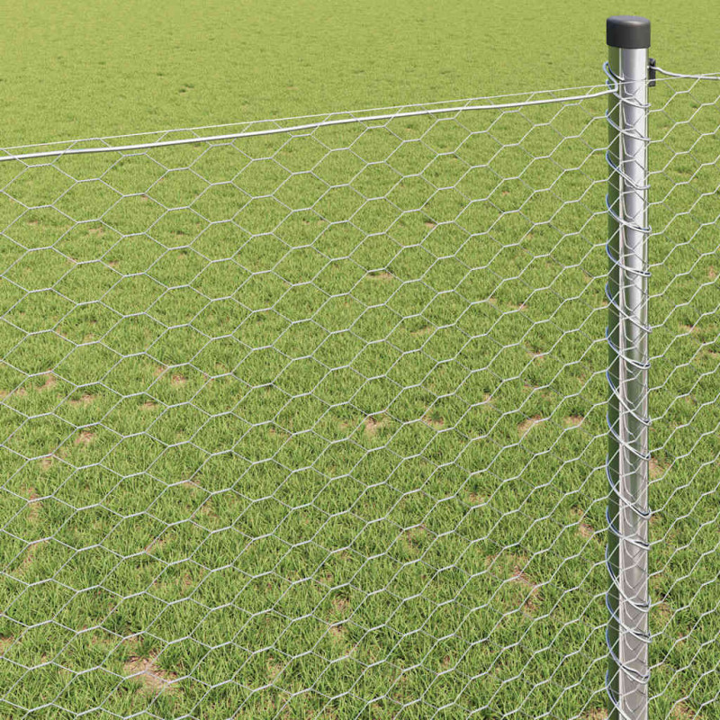 Ogrodzenie heksagonalne Srebrny 1 x 100 m Stal galwanizowana