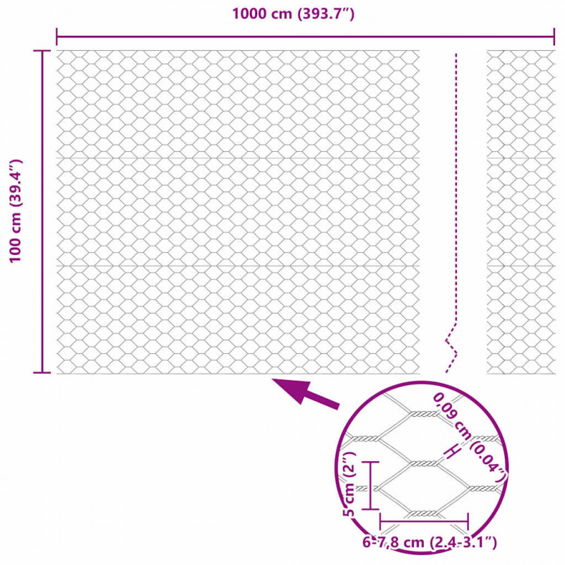 Ogrodzenie heksagonalne Szary 1 x 10 m PVC