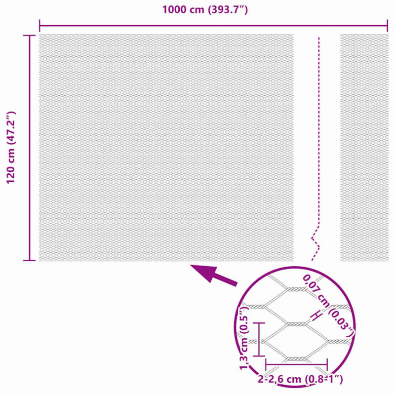Ogrodzenie heksagonalne Szary 1,2 x 10 m PVC