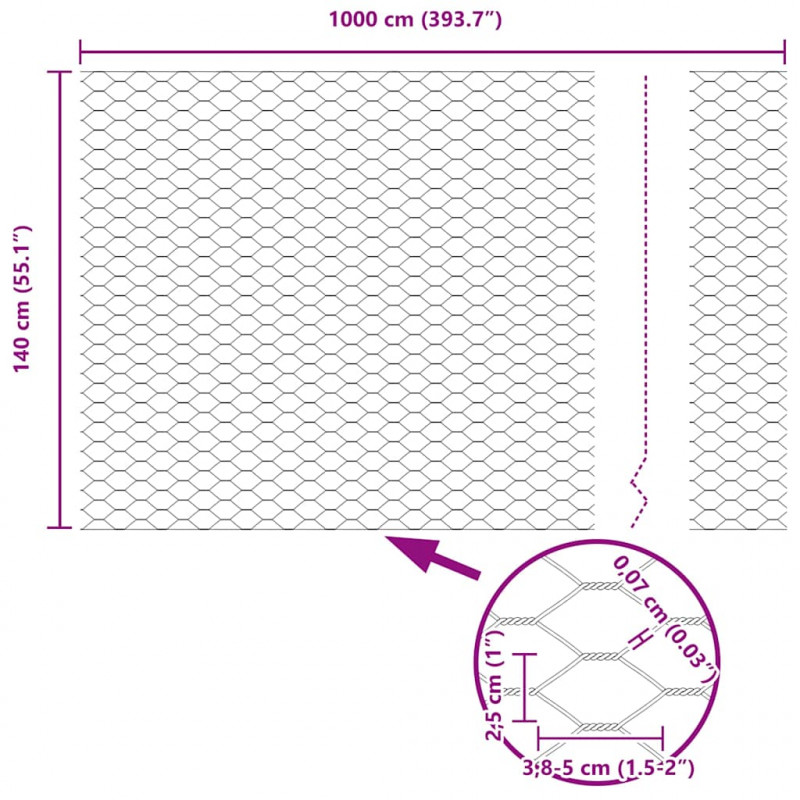Ogrodzenie heksagonalne Szary 1,4 x 10 m PVC