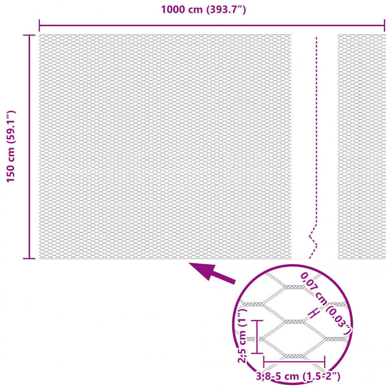 Ogrodzenie heksagonalne Szary 1,5 x 10 m PVC