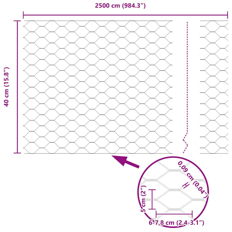 Ogrodzenie heksagonalne Szary 0,4 x 25 m PVC
