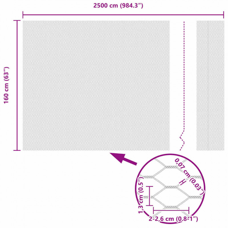 Ogrodzenie heksagonalne Szary 1,6 x 25 m PVC