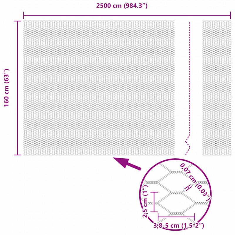 Ogrodzenie heksagonalne Szary 1,6 x 25 m PVC