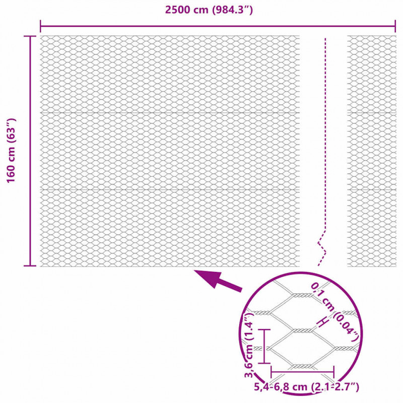 Ogrodzenie heksagonalne Szary 1,6 x 25 m PVC