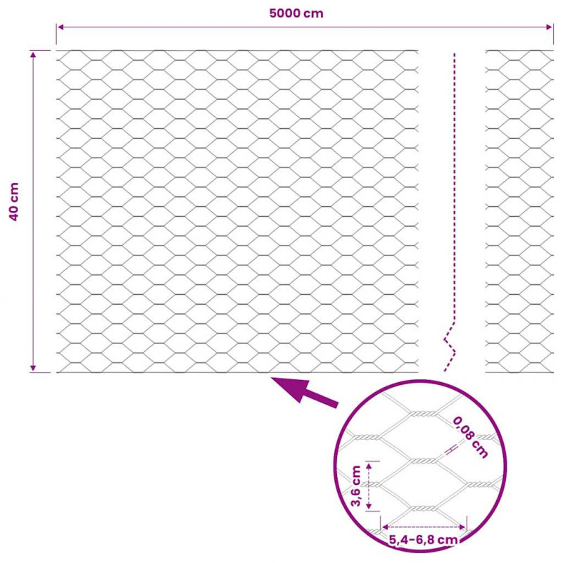 Ogrodzenie heksagonalne Szary 0,4 x 50 m PVC