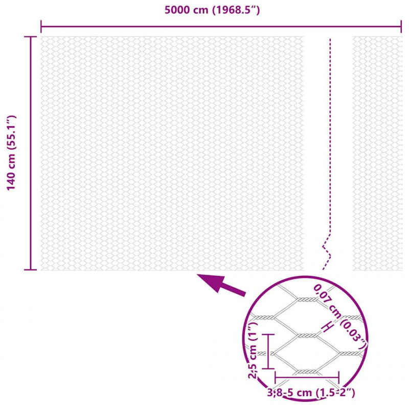 Ogrodzenie heksagonalne Szary 1,4 x 50 m PVC