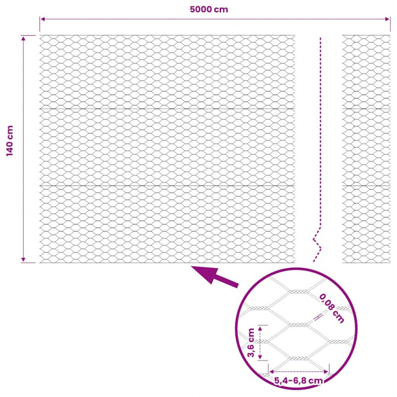 Ogrodzenie heksagonalne Szary 1,4 x 50 m PVC