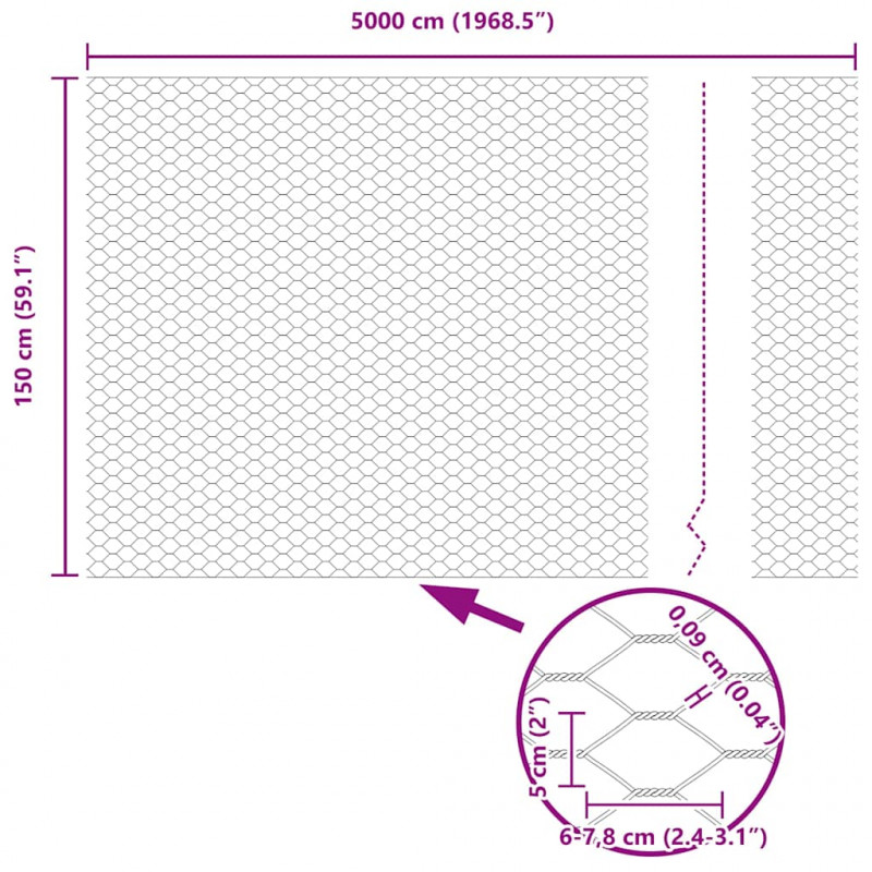 Ogrodzenie heksagonalne Szary 1,5 x 50 m PVC