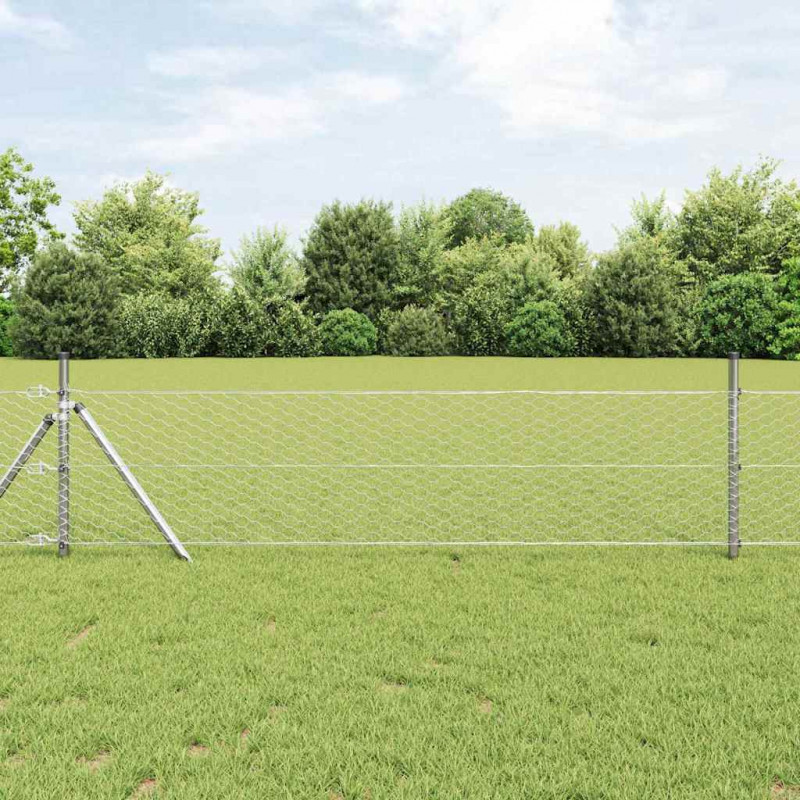 Ogrodzenie heksagonalne Srebrny 0,5 x 10 m Stal galwanizowana
