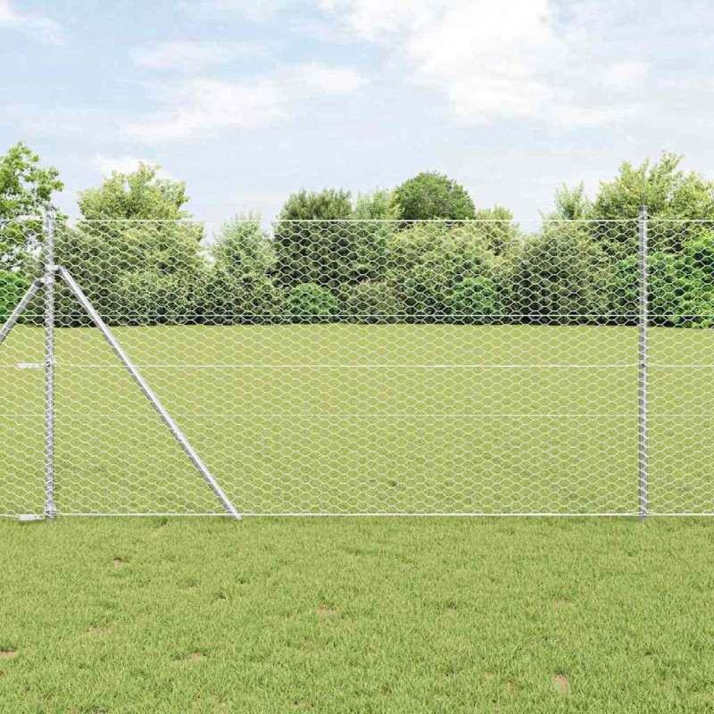 Ogrodzenie heksagonalne Srebrny 1,2 x 10 m Stal galwanizowana