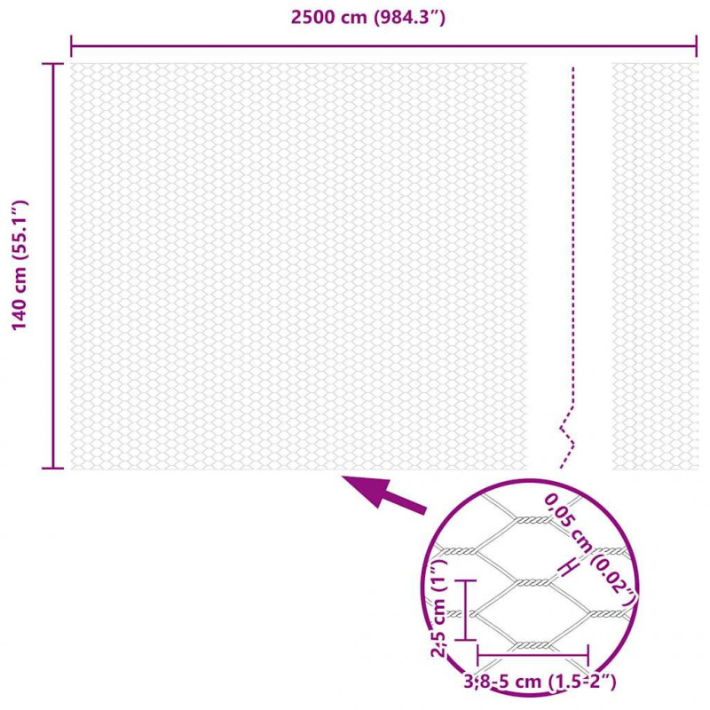 Ogrodzenie heksagonalne Srebrny 1,4 x 25 m Stal galwanizowana