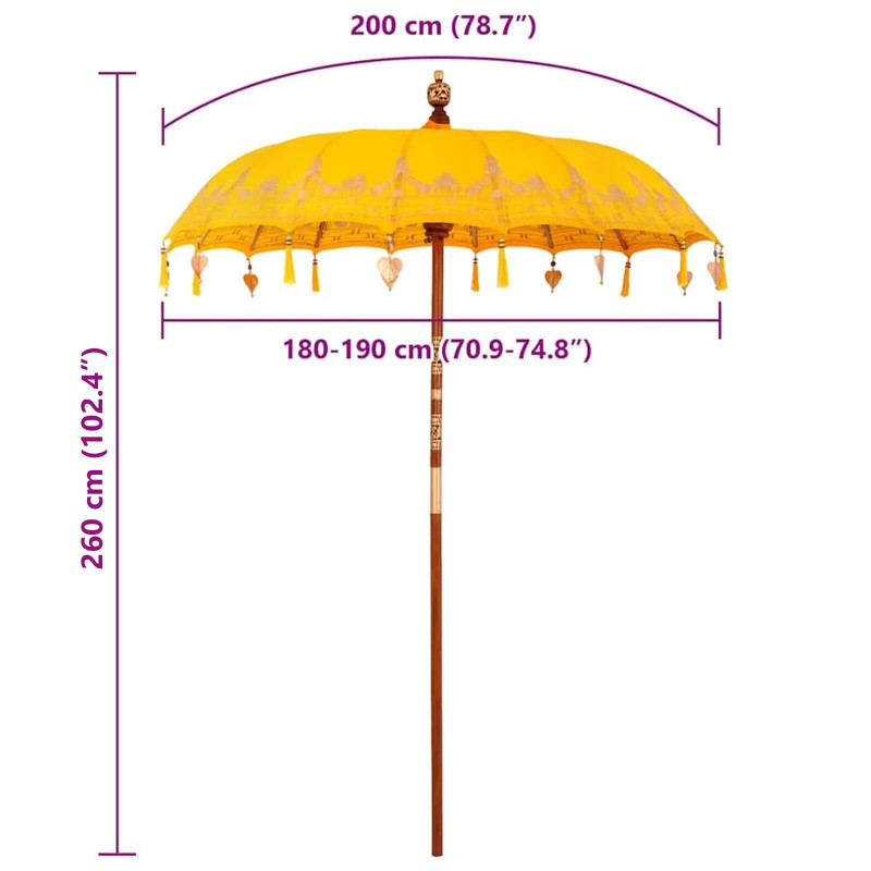 Baliński Parasol Żółty 185 x 185 x 260 cm