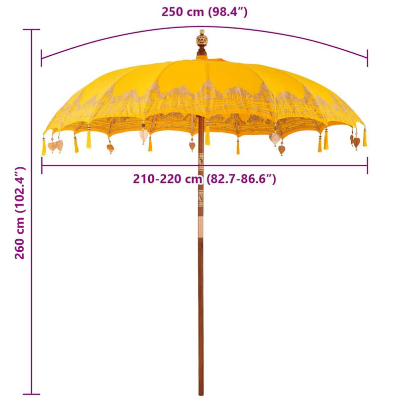 Baliński Parasol Żółty 215 x 215 x 260 cm