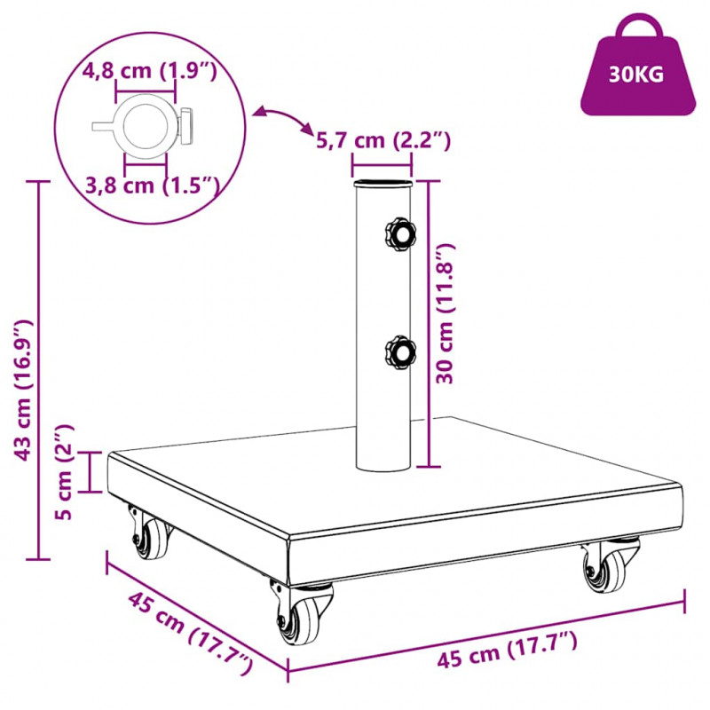 Podstawa do parasola Czarny 45 x 45 x 45 cm Granit
