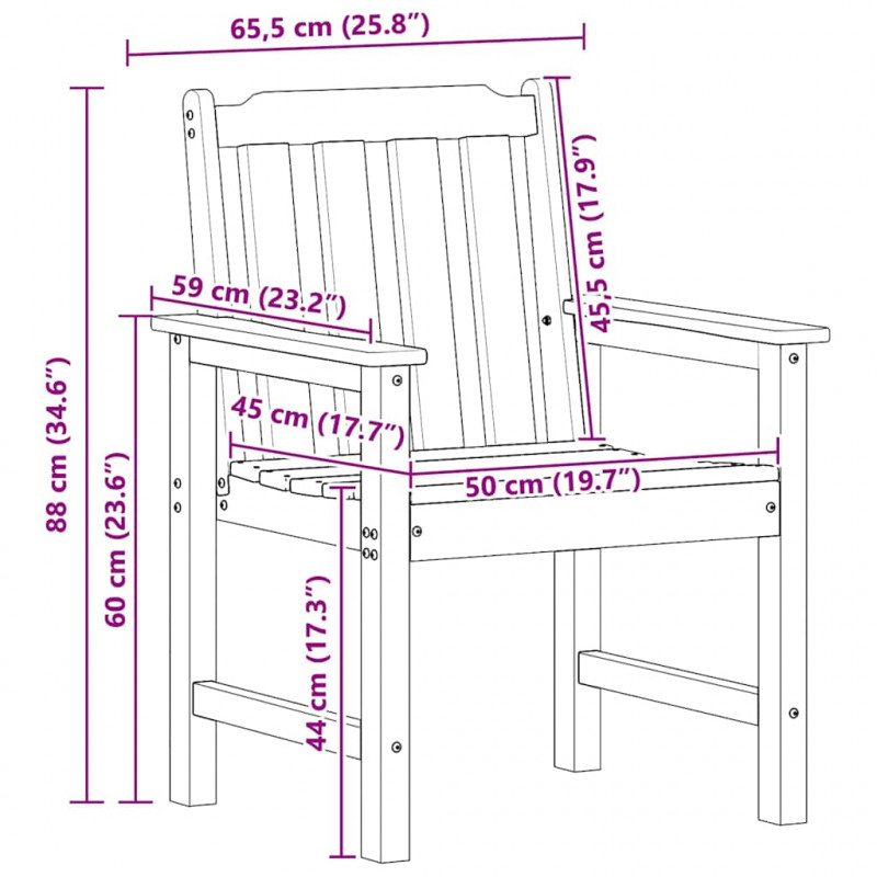 Krzesło jadalne ogrodowe 2 pcs Biały 65,5 x 59 x 88 cm HDPE