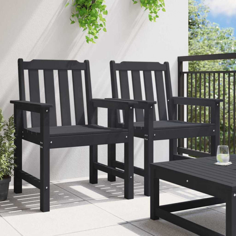 Krzesło jadalne ogrodowe 2 pcs Czarny 65,5 x 59 x 88 cm HDPE