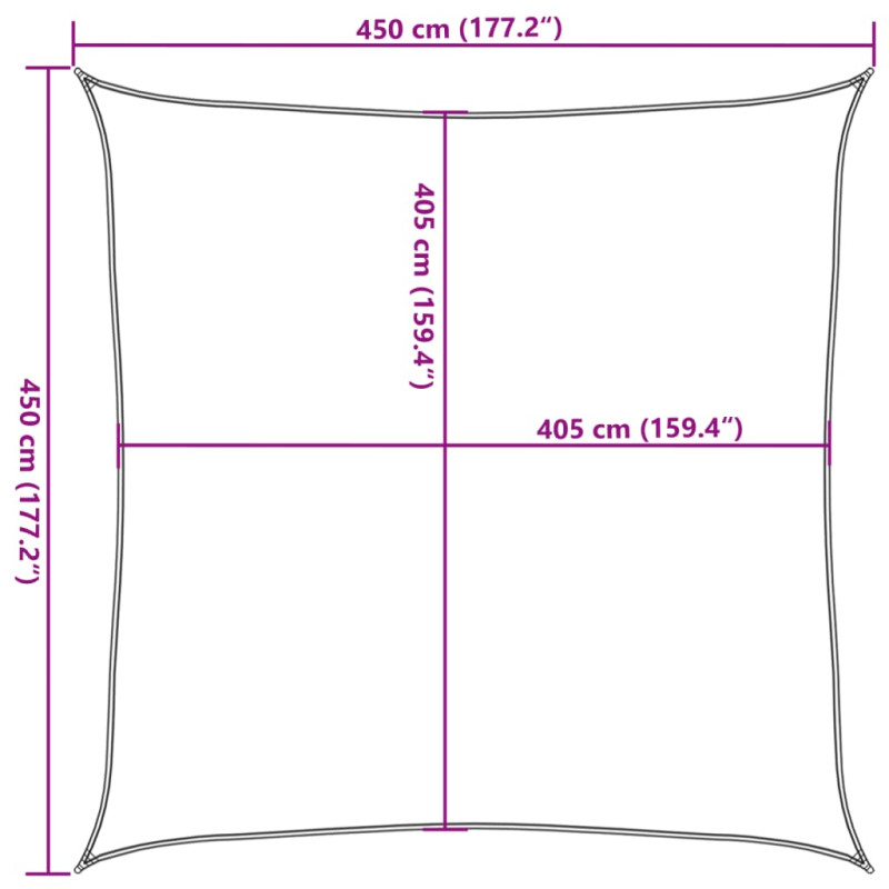 Żagiel przeciwsłoneczny, 160 g/m², terakotowy, 4,5x4,5 m, HDPE