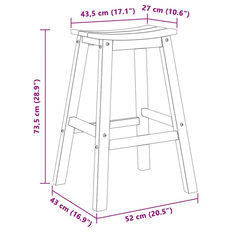 Stołek barowy 2 pcs Biały 52 x 43 x 73,5 cm HDPE
