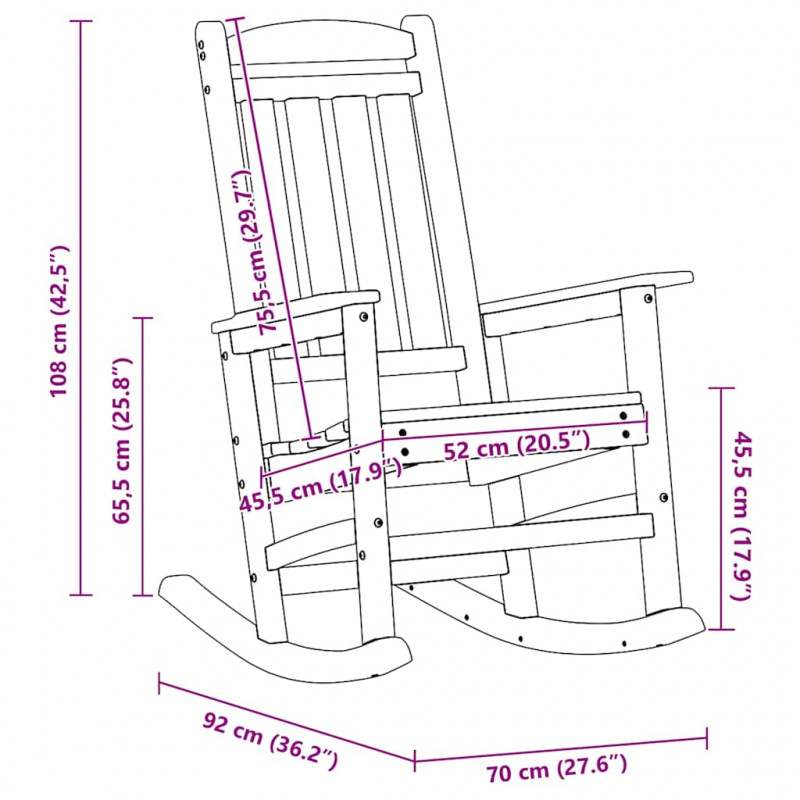 Ogrodowe Krzesło Bujańce Czarny 92 x 70 x 108cm HDPE
