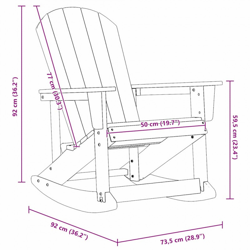 Fotel bujany Adirondack Biały 92 x 73,5 x 92 cm HDPE