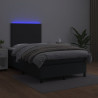 Łóżko kontynentalne z materacem i LED, czarne, 120x190 cm