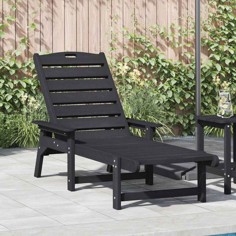 Leżak Czarny 195,5 x 53 x 98,5 cm HDPE