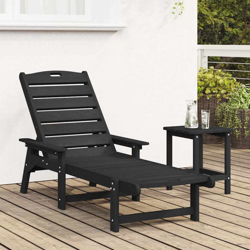 Leżak Czarny 195,5 x 53 x 98,5 cm HDPE