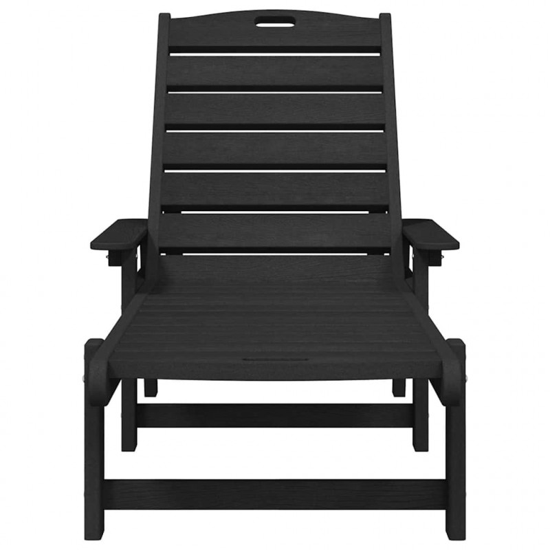 Leżak Czarny 195,5 x 53 x 98,5 cm HDPE