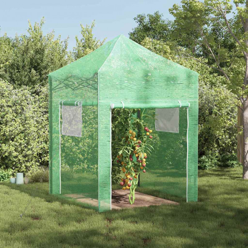 Szklarnię z rozkładaną ramą Zielony 200 x 200 x 300 cm Żelazo
