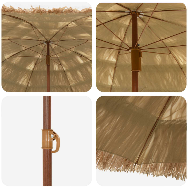 Parasol plażowy Naturalny 255 x 255 x 255 cm Poliester i Stal