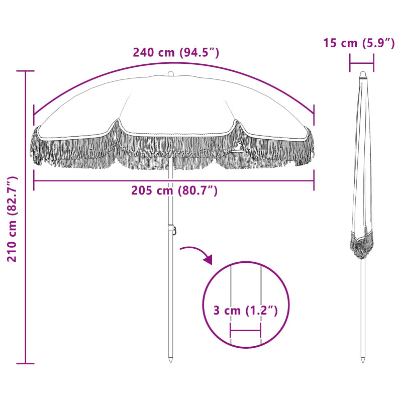 Parasol plażowy Żółty i Biały 205 x 205 x 210 cm