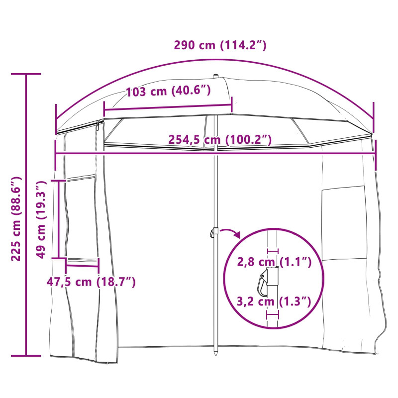 Parasol wędkarski Żółta armia 300 x 240 cm Poliester Oxford
