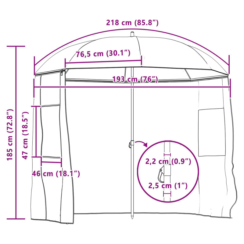 Parasol wędkarski Żółta armia 220 x 193 cm Poliester Oxford