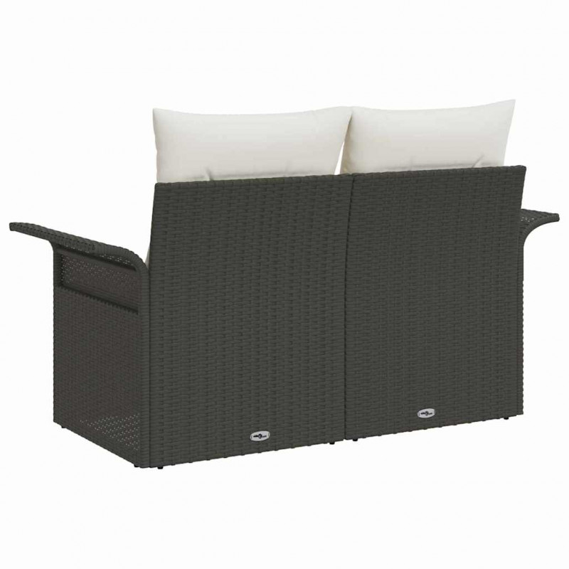 Sofa Ogrodowa z poduszką Czarny 141 x 62 x 69cm polirattan
