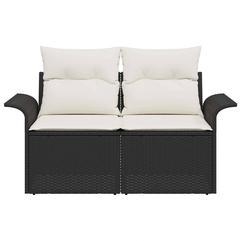 Sofa Ogrodowa z poduszką Czarny 141 x 62 x 69cm polirattan
