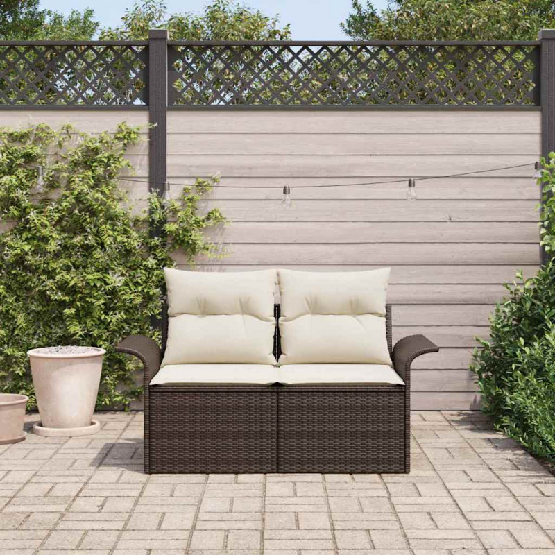 Sofa Ogrodowa z poduszką Brązowy 141 x 62 x 69cm polirattan