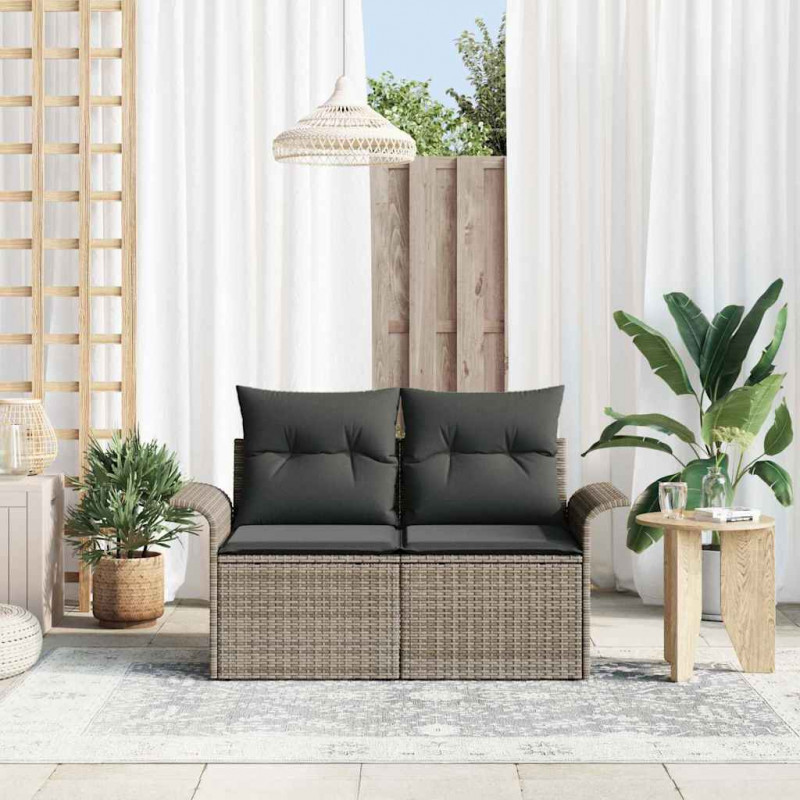 Sofa Ogrodowa z poduszką Szary 141 x 62 x 69cm polirattan