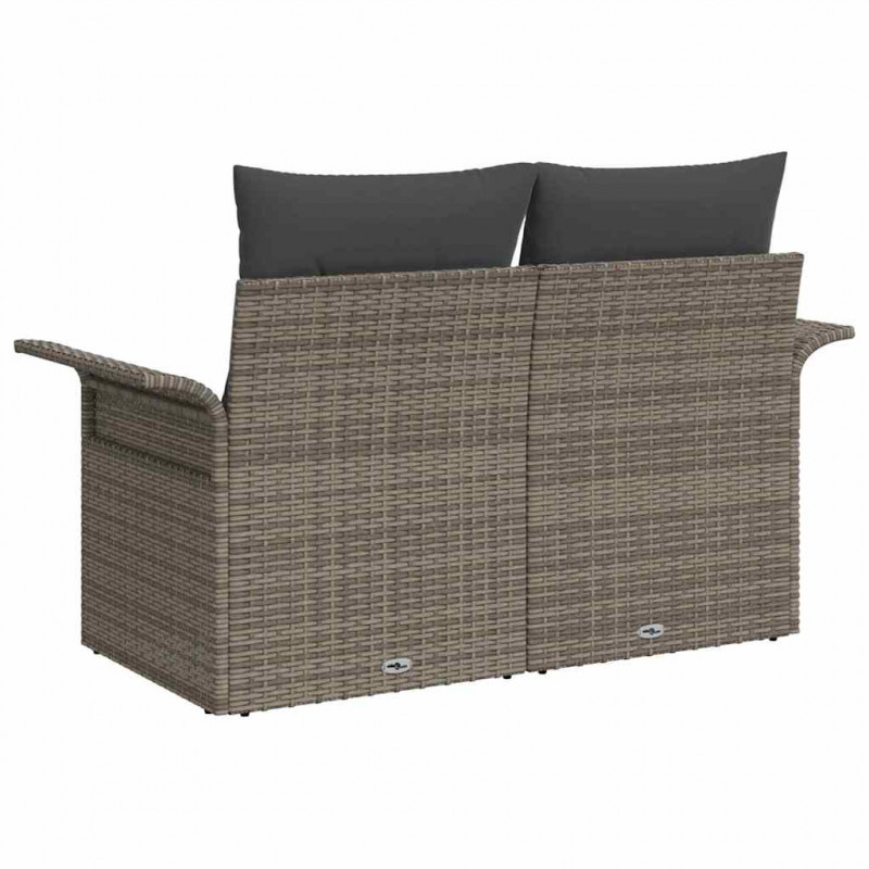 Sofa Ogrodowa z poduszką Szary 141 x 62 x 69cm polirattan