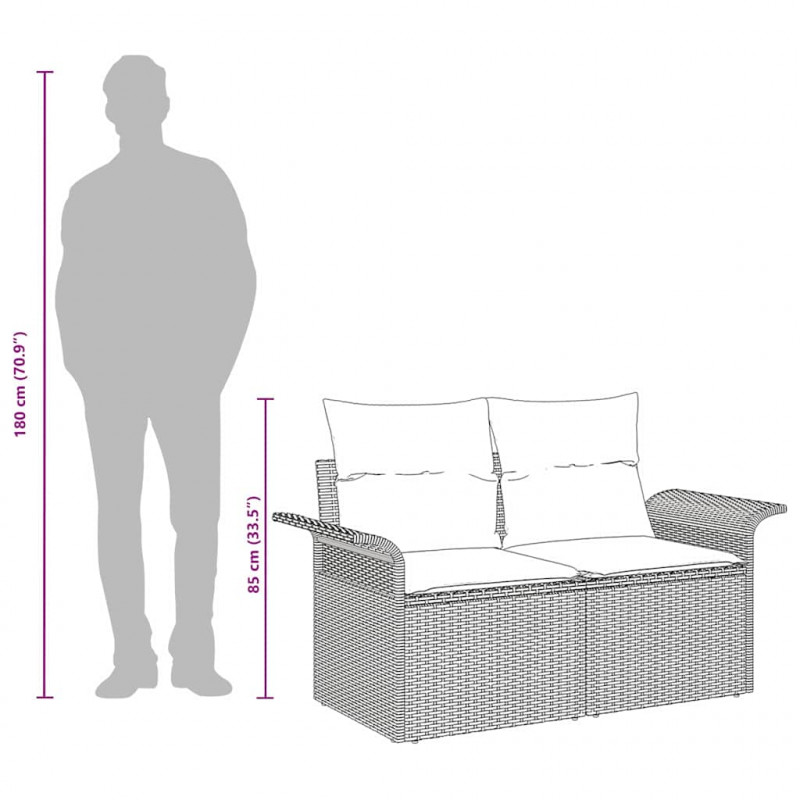 Sofa Ogrodowa z poduszką Beżowy 141 x 62 x 69cm polirattan
