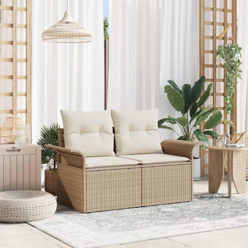 Sofa Ogrodowa z poduszką Beżowy 141 x 62 x 69cm polirattan