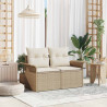 Sofa Ogrodowa z poduszką Beżowy 141 x 62 x 69cm polirattan