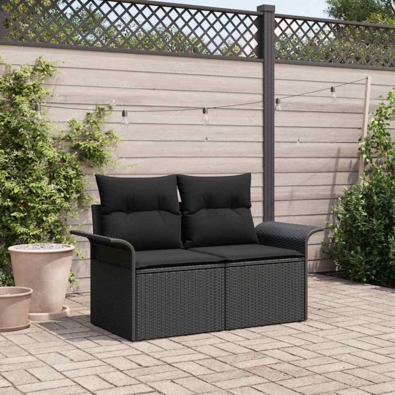 Sofa Ogrodowa z poduszką Czarny 141 x 62 x 69cm polirattan
