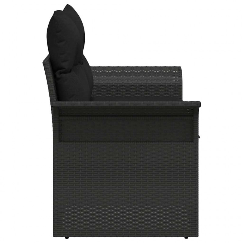 Sofa Ogrodowa z poduszką Czarny 141 x 62 x 69cm polirattan