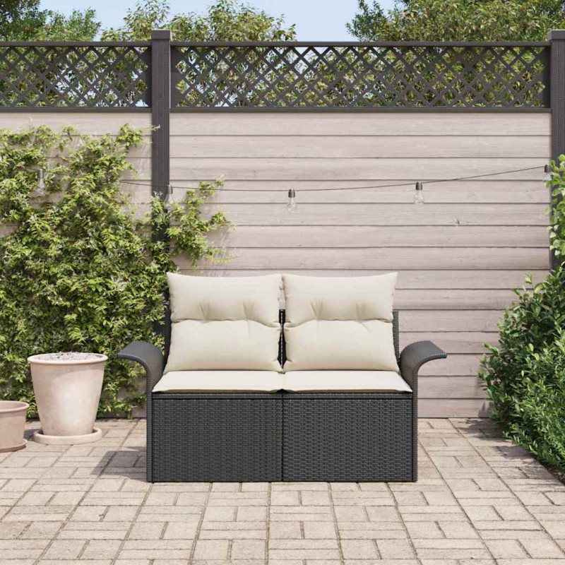 Sofa Ogrodowa z poduszką Czarny 141 x 62 x 69cm polirattan