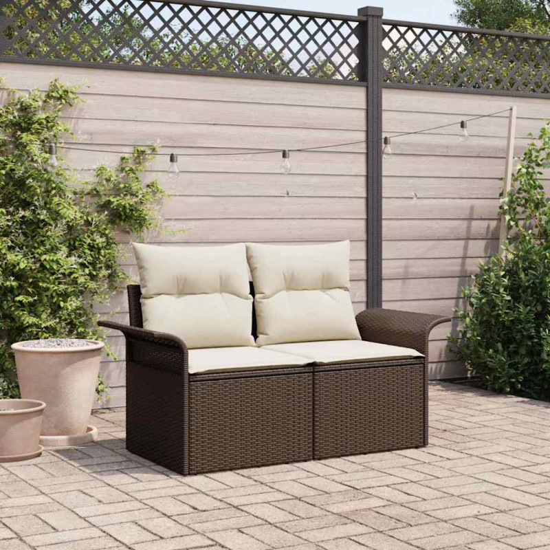 Sofa Ogrodowa z poduszką Brązowy 141 x 62 x 69cm polirattan