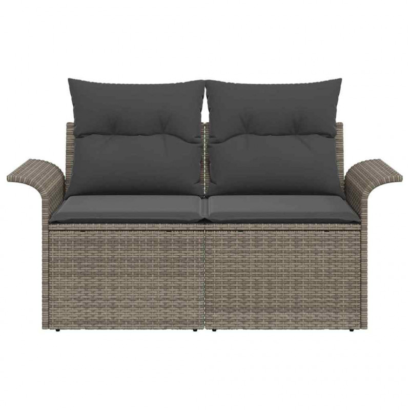 Sofa Ogrodowa z poduszką Szary 141 x 62 x 69cm polirattan