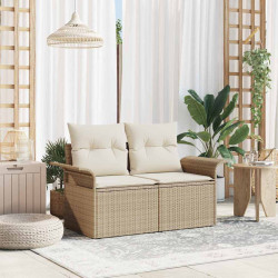 Sofa Ogrodowa z poduszką Beżowy 141 x 62 x 69cm polirattan